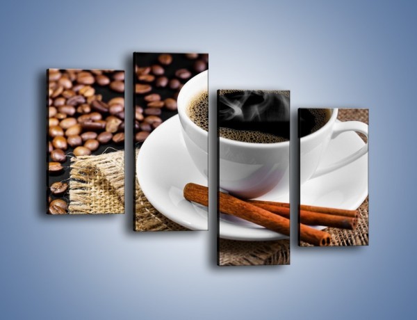 Obraz na płótnie – Kawa z cynamonową laską – czteroczęściowy JN456W2
