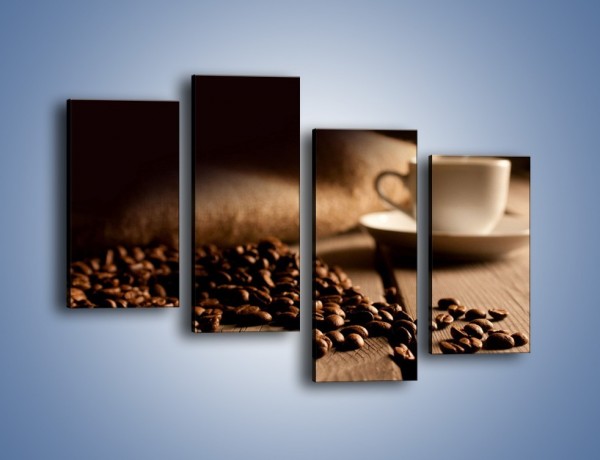 Obraz na płótnie – Ziarna kawy na drewnianym stole – czteroczęściowy JN457W2