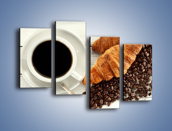 Obraz na płótnie – Kawa na białym stole – czteroczęściowy JN462W2