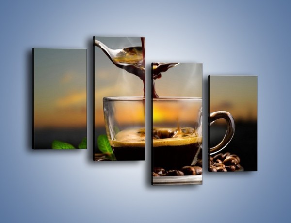 Obraz na płótnie – Łyżeczka gorącej kawy – czteroczęściowy JN467W2
