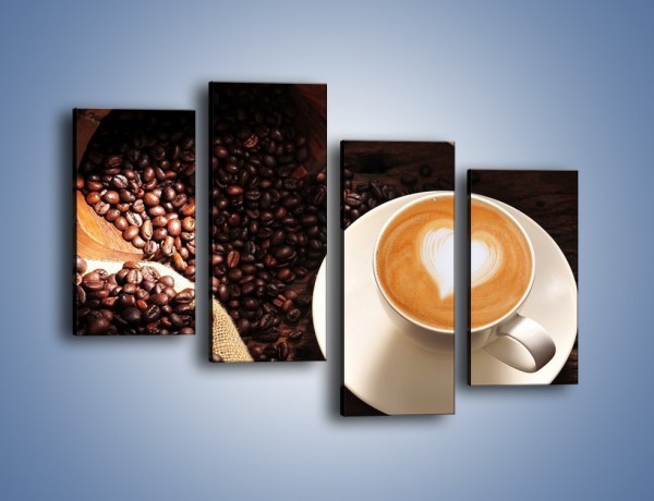Obraz na płótnie – Kawa z białym sercem – czteroczęściowy JN546W2