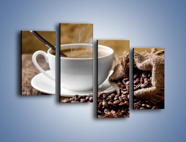 Obraz na płótnie – Filiżanka kawy z małą łyżeczką – czteroczęściowy JN598W2