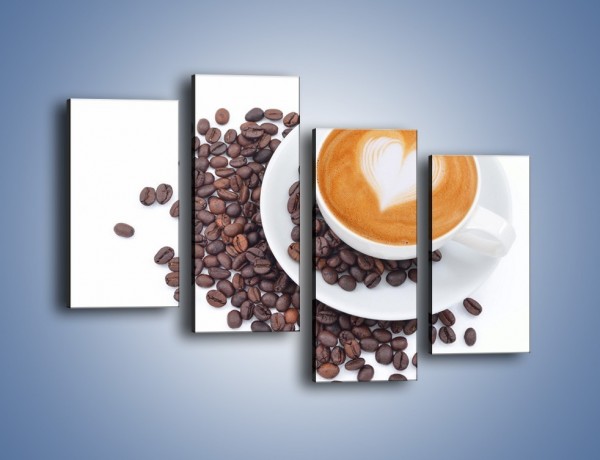 Obraz na płótnie – Miłość i kawa na białym tle – czteroczęściowy JN633W2