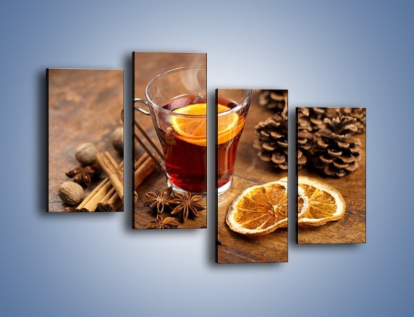 Obraz na płótnie – Zaparzona herbata z pomarańczą – czteroczęściowy JN663W2