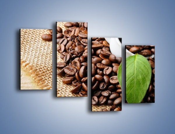 Obraz na płótnie – Liść na kawie – czteroczęściowy JN688W2
