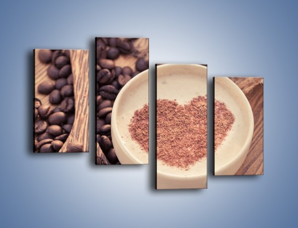 Obraz na płótnie – Idealne serce na kawie – czteroczęściowy JN689W2