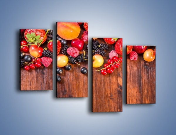 Obraz na płótnie – Stół do polowy wypełniony owocami – czteroczęściowy JN721W2