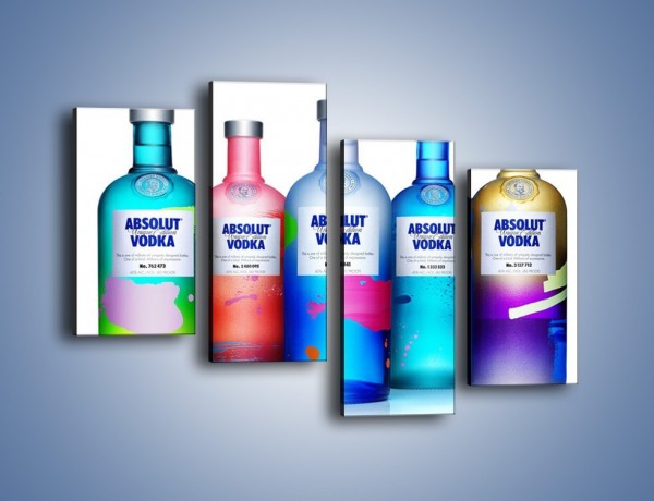 Obraz na płótnie – Kolorowe butelki absolut – czteroczęściowy JN749W2