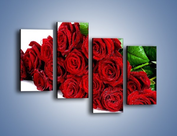 Obraz na płótnie – Oszronione czerwone róże – czteroczęściowy K047W2