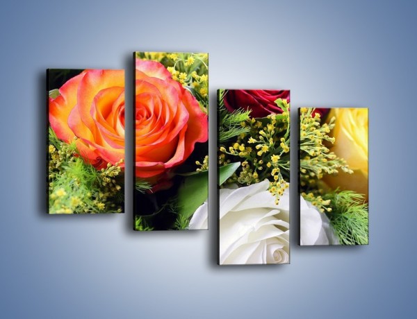 Obraz na płótnie – Róże z polnymi dodatkami – czteroczęściowy K061W2