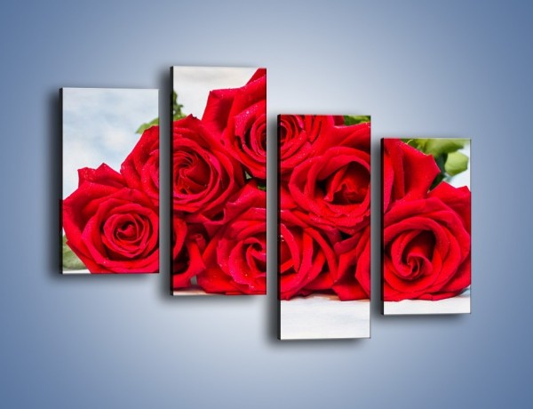 Obraz na płótnie – Czerwone róże bez kolców – czteroczęściowy K1021W2