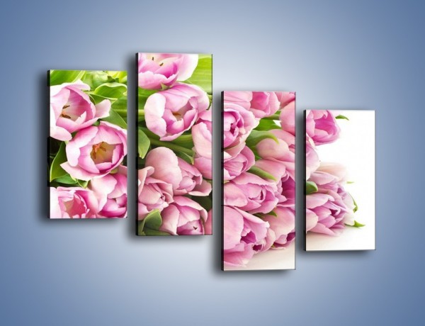 Obraz na płótnie – Ścięte tulipany w bieli – czteroczęściowy K110W2