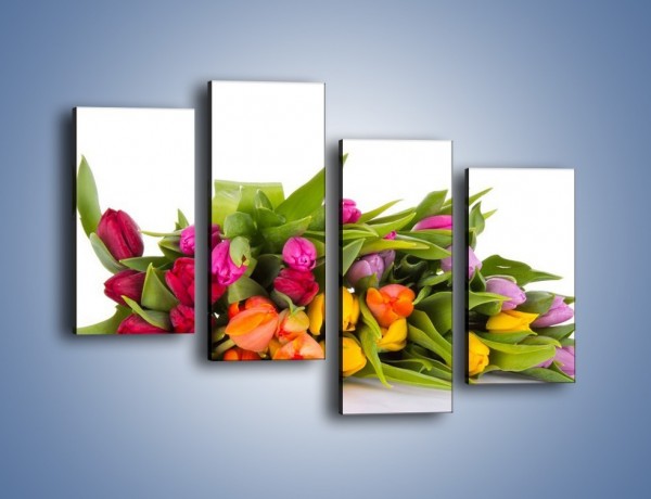 Obraz na płótnie – Kolorowe tulipany pełne luzu – czteroczęściowy K117W2