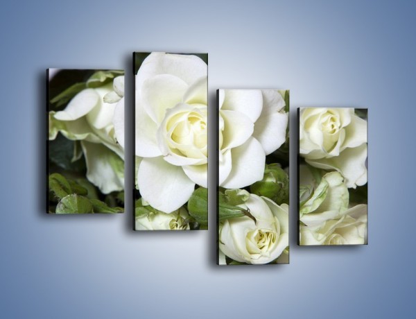 Obraz na płótnie – Białe róże na stole – czteroczęściowy K131W2