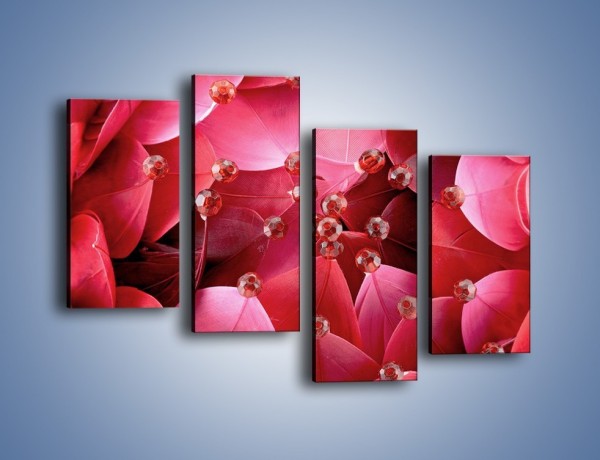 Obraz na płótnie – Koraliki wśród kwiatowych piór – czteroczęściowy K134W2