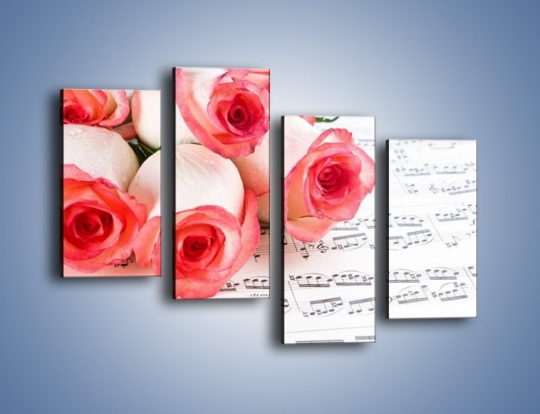 Obraz na płótnie – Najpiękniejsze melodie wśród róż – czteroczęściowy K377W2
