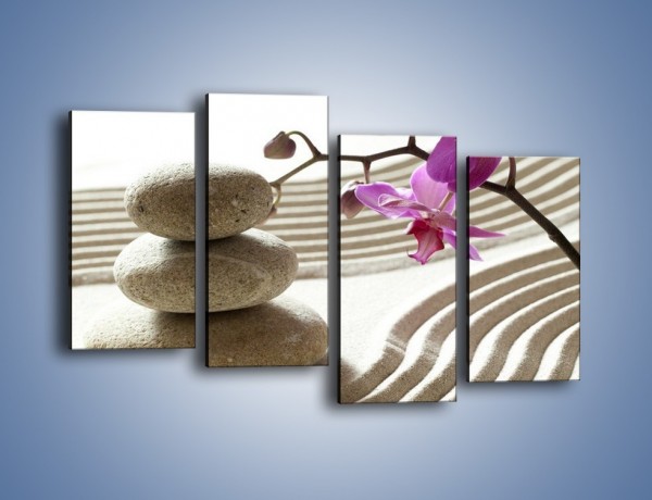 Obraz na płótnie – Kamień piasek i kwiat – czteroczęściowy K435W2