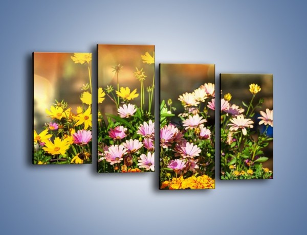 Obraz na płótnie – Polne kwiaty z uśmiechem – czteroczęściowy K456W2