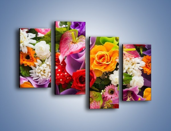 Obraz na płótnie – Kwiaty w kolorze tęczy – czteroczęściowy K462W2