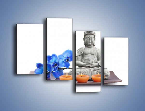 Obraz na płótnie – Budda i kwiat – czteroczęściowy K593W2