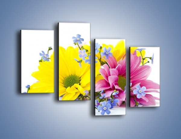 Obraz na płótnie – Niezapominajki wśród kwiatów – czteroczęściowy K604W2