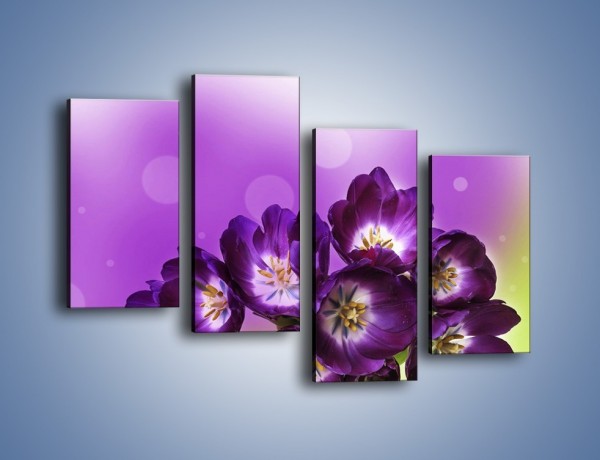 Obraz na płótnie – Fioletowe kwiaty w powietrzu – czteroczęściowy K630W2
