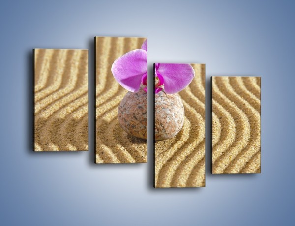 Obraz na płótnie – Struktura piasku z kwiatem – czteroczęściowy K637W2
