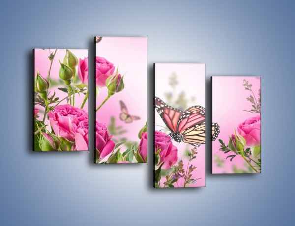 Obraz na płótnie – Motyle różowe jak kwiaty – czteroczęściowy K741W2