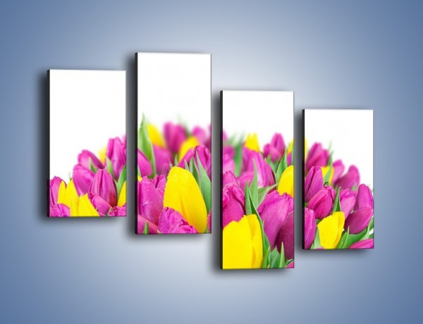 Obraz na płótnie – Bukiet fioletowo-żółtych tulipanów – czteroczęściowy K778W2