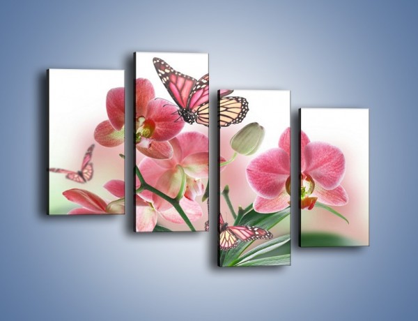 Obraz na płótnie – Różowy motyl czy kwiat – czteroczęściowy K786W2
