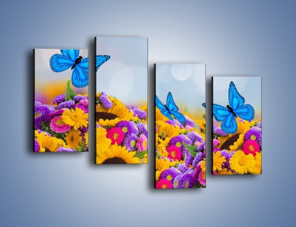 Obraz na płótnie – Bajka o kwiatach i motylach – czteroczęściowy K794W2