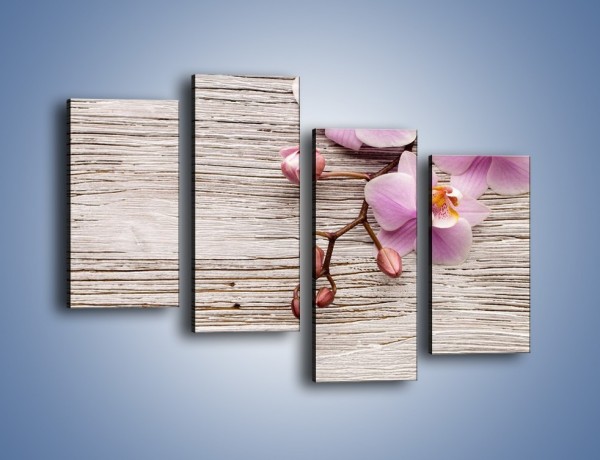 Obraz na płótnie – Kwiaty na drewnianej belce – czteroczęściowy K825W2