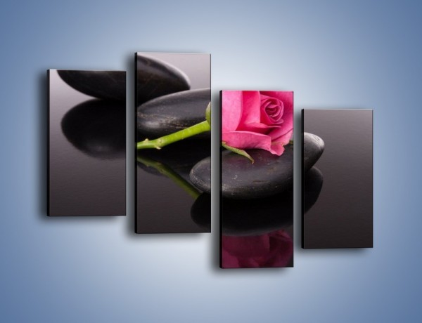 Obraz na płótnie – Ścięta róża na czarnej tafli – czteroczęściowy K832W2
