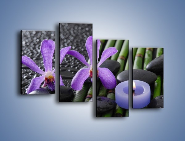 Obraz na płótnie – Mokre fiolety i kwiaty – czteroczęściowy K880W2