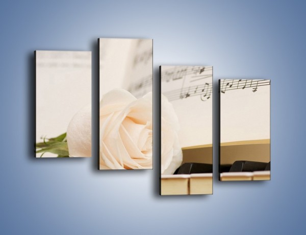 Obraz na płótnie – Fortepian z białą różą – czteroczęściowy K908W2
