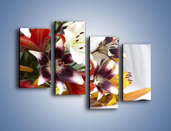 Obraz na płótnie – Wiązanka z samych lilii – czteroczęściowy K945W2