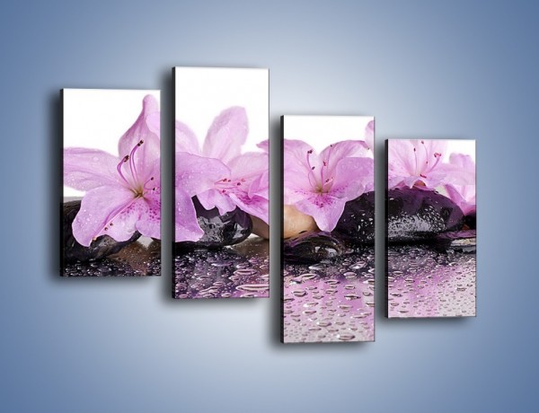 Obraz na płótnie – Lila kwiaty w mokrym klimacie – czteroczęściowy K957W2