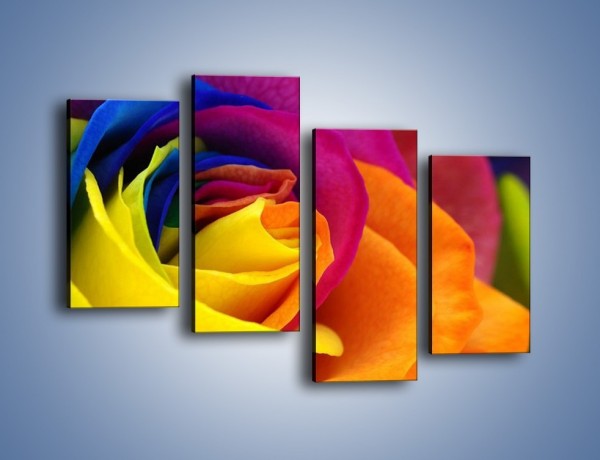Obraz na płótnie – Pąki róż w kolorach tęczy – czteroczęściowy K973W2