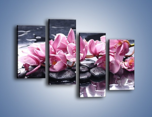 Obraz na płótnie – Rzucone kwiaty na wodę – czteroczęściowy K997W2