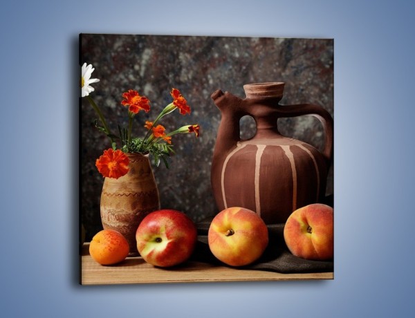 Obraz na płótnie – Kwiaty wśród owoców – jednoczęściowy kwadratowy JN280