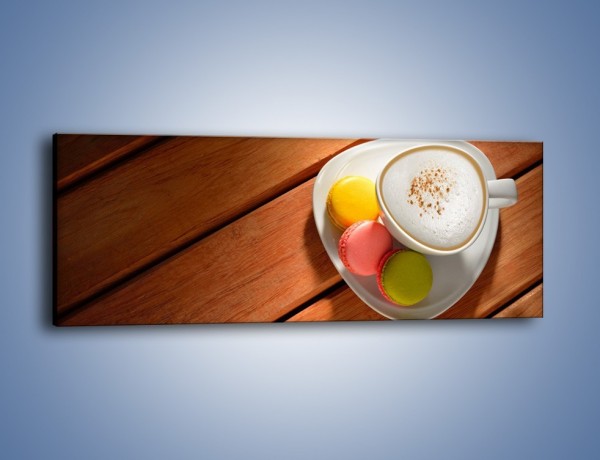 Obraz na płótnie – Makaroniki w towarzystwie kawy – jednoczęściowy panoramiczny JN737