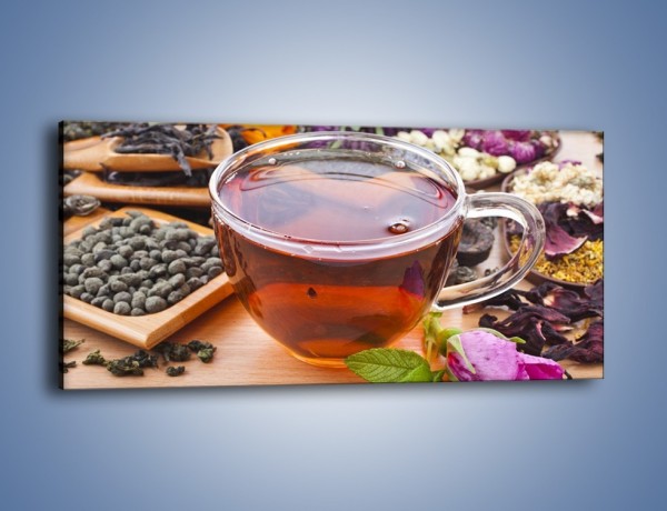 Obraz na płótnie – Herbata wśród suszonych kwiatów – jednoczęściowy panoramiczny JN740