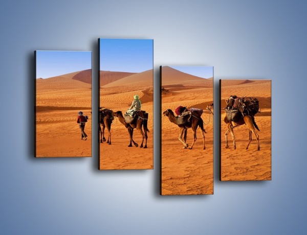 Obraz na płótnie – Idą wielbłądy przez pustynię – czteroczęściowy KN1237AW2
