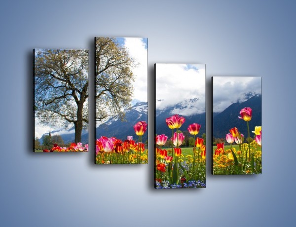 Obraz na płótnie – Tulipanki i ich towarzysze – czteroczęściowy KN1333AW2
