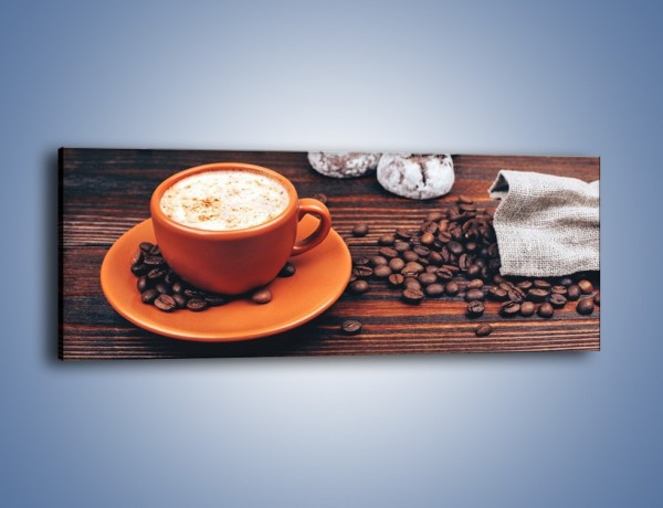Obraz na płótnie – Kawa w pomarańczowej filiżance – jednoczęściowy panoramiczny JN756