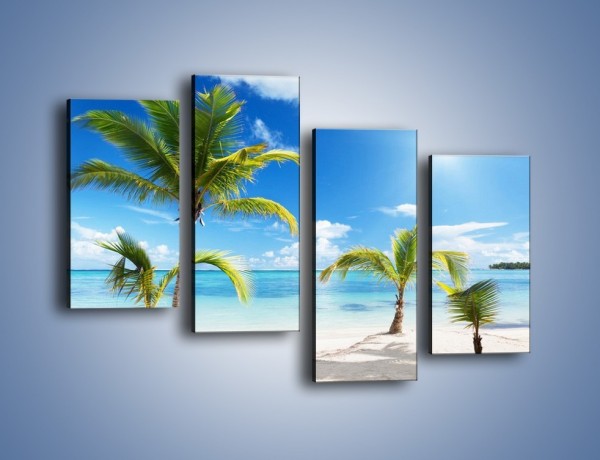Obraz na płótnie – Palmy na pustej plaży – czteroczęściowy KN245W2