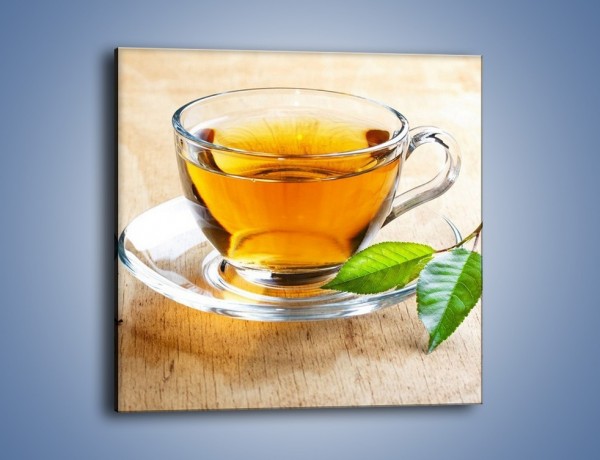 Obraz na płótnie – Listek mięty dla orzeźwienia herbaty – jednoczęściowy kwadratowy JN290