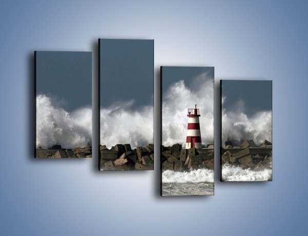 Obraz na płótnie – Latarnia morska w sztormie – czteroczęściowy KN626W2