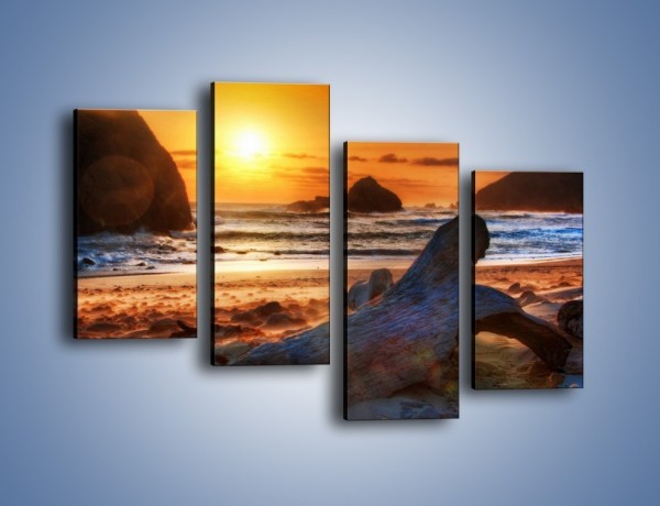 Obraz na płótnie – Urok plaży o zachodzie słońca – czteroczęściowy KN757W2