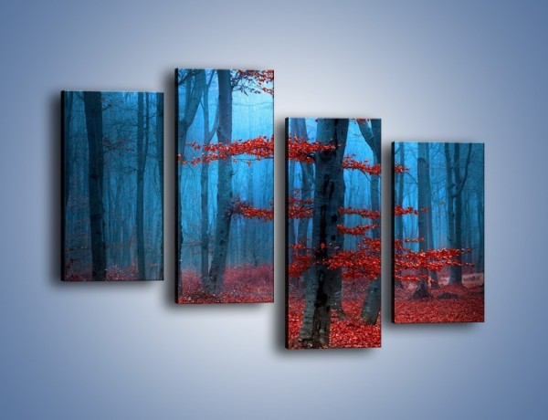 Obraz na płótnie – Czerwień w lesie – czteroczęściowy KN897W2